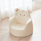 Modern Art Deco Cartoon Animal Kids Stool with Backrest and Armrests, PU Leather, Foam Cushioned, Low-Profile Bedroom Stool