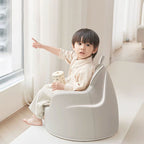 Modern Art Deco Cartoon Animal Kids Stool with Backrest and Armrests, PU Leather, Foam Cushioned, Low-Profile Bedroom Stool