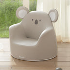 Modern Art Deco Cartoon Animal Kids Stool with Backrest and Armrests, PU Leather, Foam Cushioned, Low-Profile Bedroom Stool