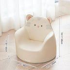 Modern Art Deco Cartoon Animal Kids Stool with Backrest and Armrests, PU Leather, Foam Cushioned, Low-Profile Bedroom Stool