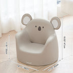 Modern Art Deco Cartoon Animal Kids Stool with Backrest and Armrests, PU Leather, Foam Cushioned, Low-Profile Bedroom Stool