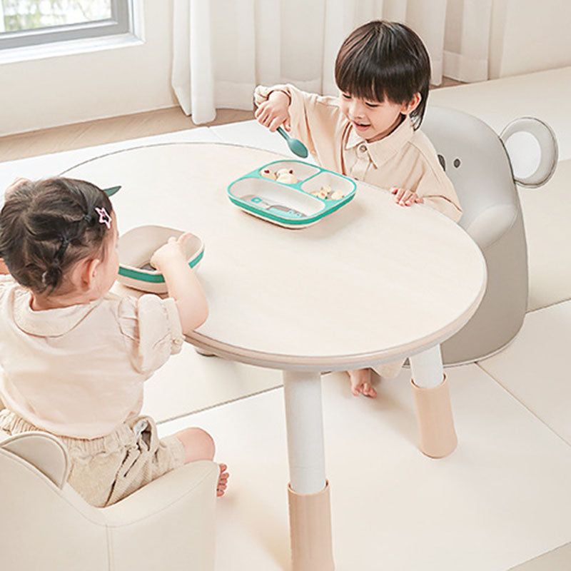 Modern Art Deco Cartoon Animal Kids Stool with Backrest and Armrests, PU Leather, Foam Cushioned, Low-Profile Bedroom Stool