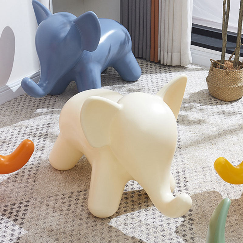 Modern Art Deco Cartoon Elephant Kids' Low Stool - Backless, Armless PE Plastic Seat, Ideal for Living Room