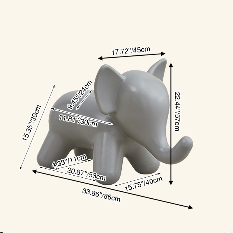 Modern Art Deco Cartoon Elephant Kids' Low Stool - Backless, Armless PE Plastic Seat, Ideal for Living Room
