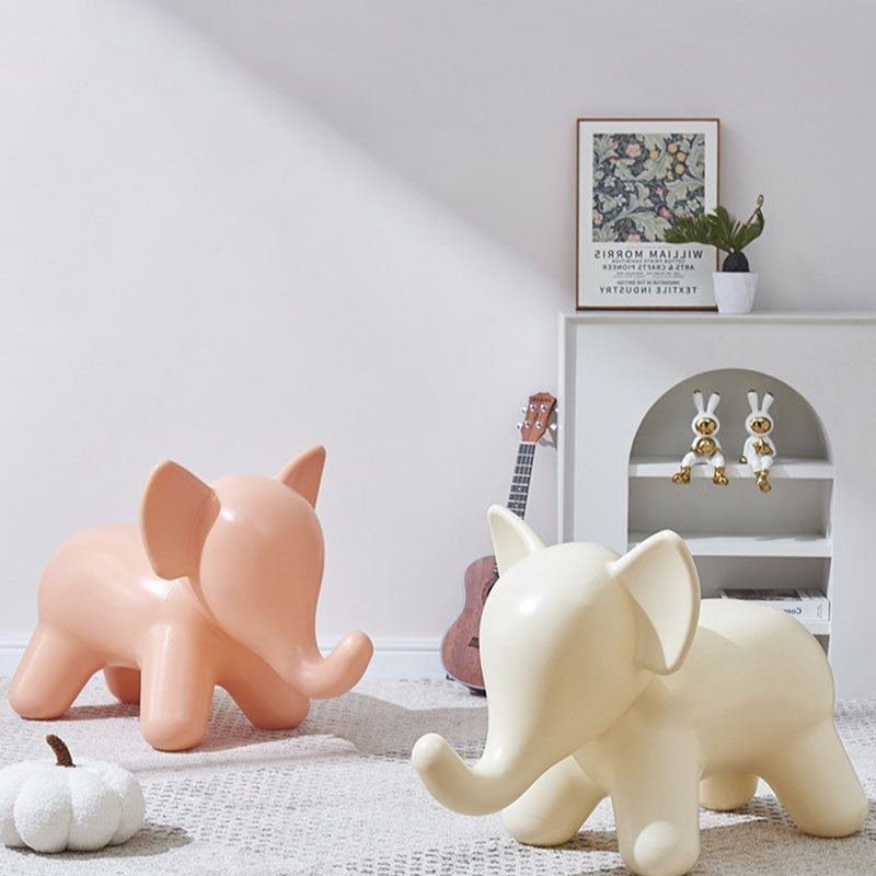 Modern Art Deco Cartoon Elephant Kids' Low Stool - Backless, Armless PE Plastic Seat, Ideal for Living Room