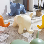 Modern Art Deco Cartoon Elephant Kids' Low Stool - Backless, Armless PE Plastic Seat, Ideal for Living Room