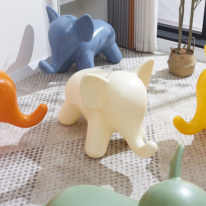 Modern Art Deco Cartoon Elephant Kids' Low Stool - Backless, Armless PE Plastic Seat, Ideal for Living Room