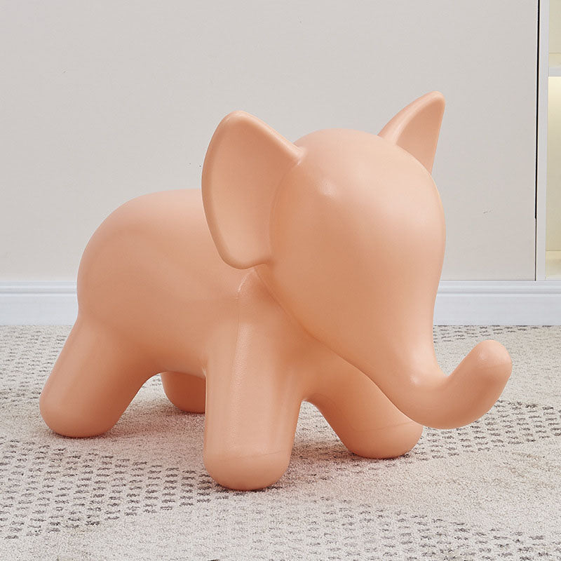 Modern Art Deco Cartoon Elephant Kids' Low Stool - Backless, Armless PE Plastic Seat, Ideal for Living Room