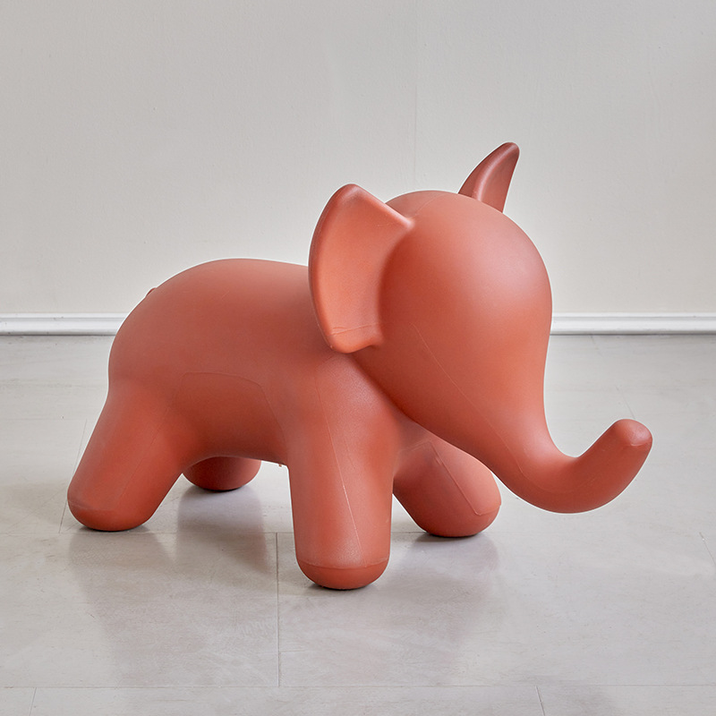 Modern Art Deco Cartoon Elephant Kids' Low Stool - Backless, Armless PE Plastic Seat, Ideal for Living Room