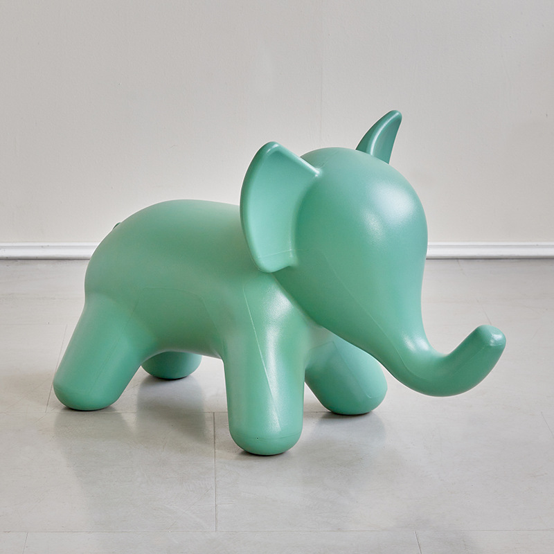 Modern Art Deco Cartoon Elephant Kids' Low Stool - Backless, Armless PE Plastic Seat, Ideal for Living Room