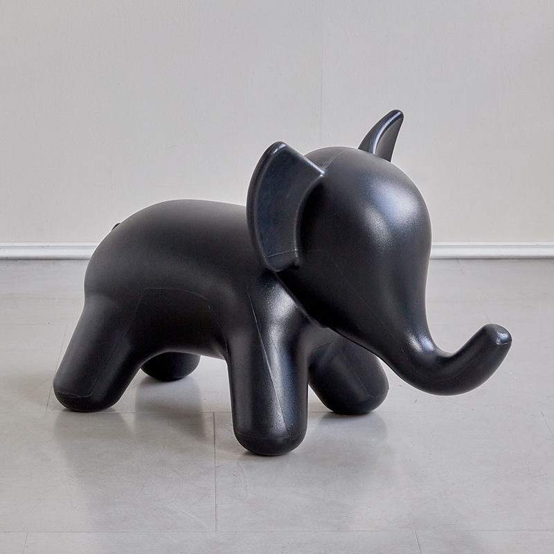 Modern Art Deco Cartoon Elephant Kids' Low Stool - Backless, Armless PE Plastic Seat, Ideal for Living Room