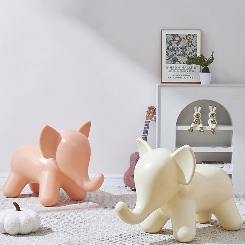 Modern Art Deco Cartoon Elephant Kids' Low Stool - Backless, Armless PE Plastic Seat, Ideal for Living Room
