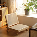 Traditional Rustic Rectangular Rubberwood Stool with Faux Rattan Weaving, Lightweight and Ergonomic Backrest—Low Seating for Living Room