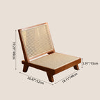 Traditional Rustic Rectangular Rubberwood Stool with Faux Rattan Weaving, Lightweight and Ergonomic Backrest—Low Seating for Living Room