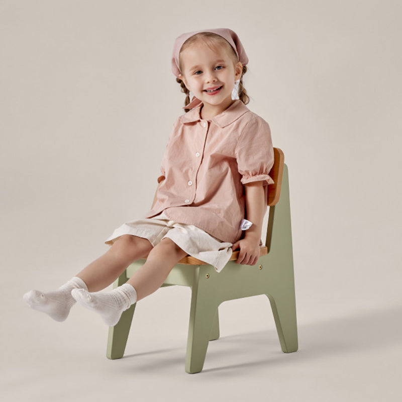Nordic Contemporary Beech Wood Kids' Low Stool — Trapezoidal, Durable, Armless Design for Living Room