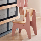 Nordic Contemporary Beech Wood Kids' Low Stool — Trapezoidal, Durable, Armless Design for Living Room