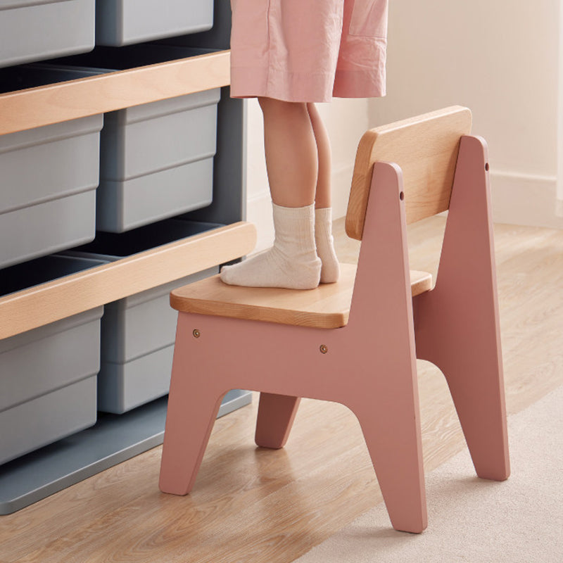 Nordic Contemporary Beech Wood Kids' Low Stool — Trapezoidal, Durable, Armless Design for Living Room