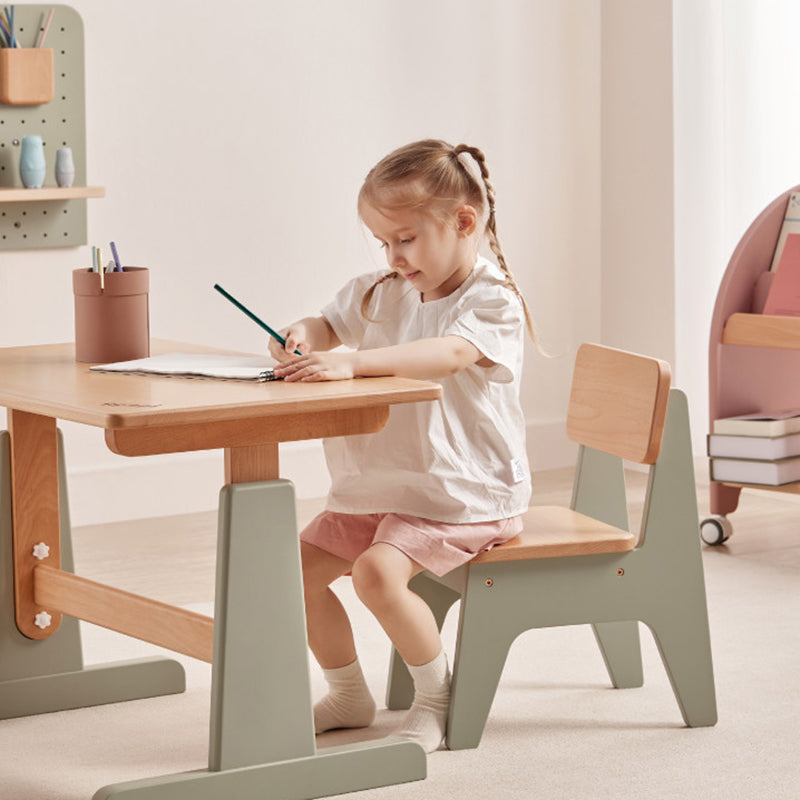Nordic Contemporary Beech Wood Kids' Low Stool — Trapezoidal, Durable, Armless Design for Living Room