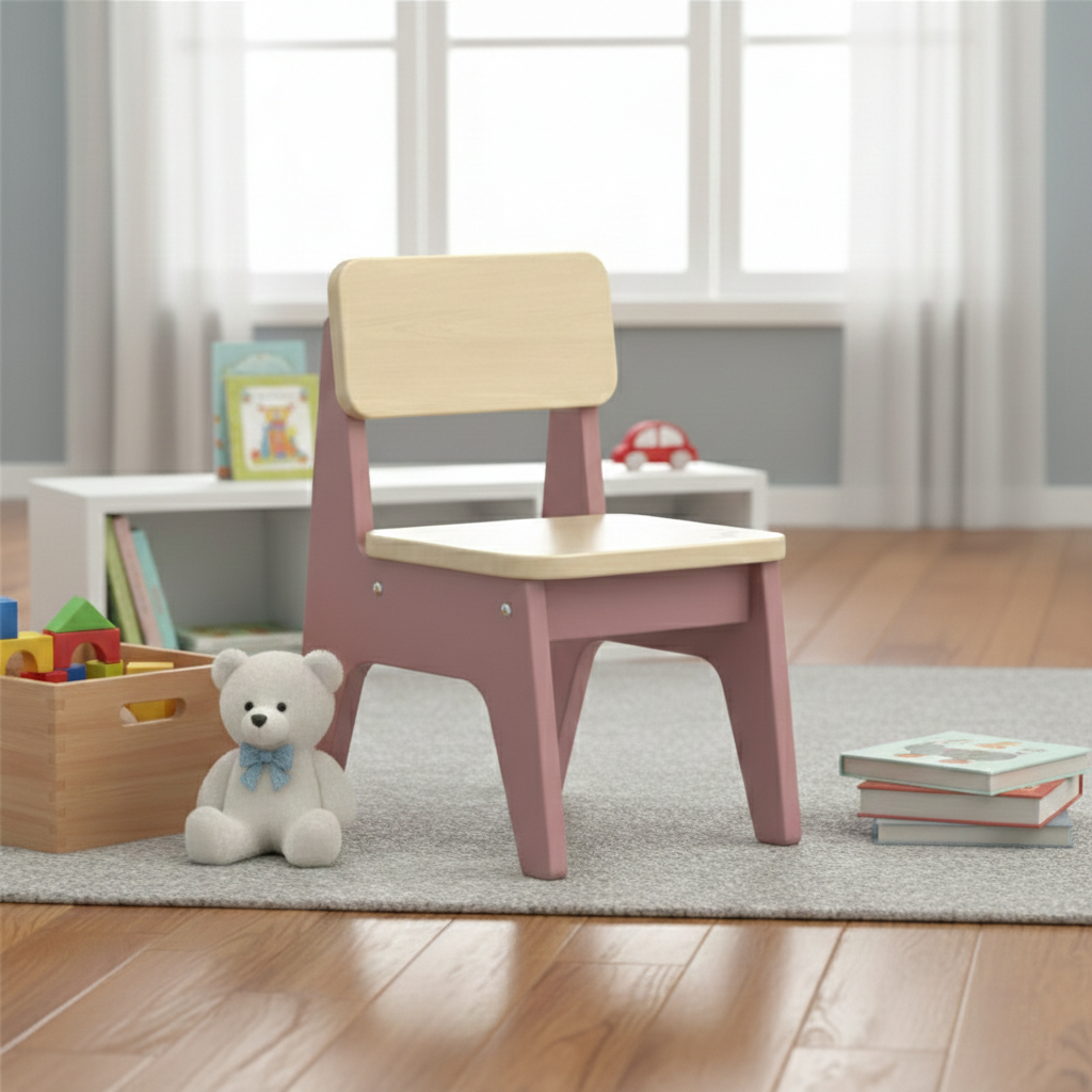 Nordic Contemporary Beech Wood Kids' Low Stool — Trapezoidal, Durable, Armless Design for Living Room