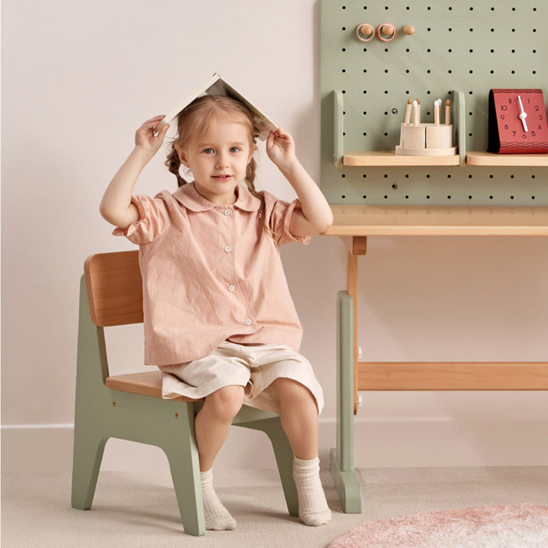 Nordic Contemporary Beech Wood Kids' Low Stool — Trapezoidal, Durable, Armless Design for Living Room