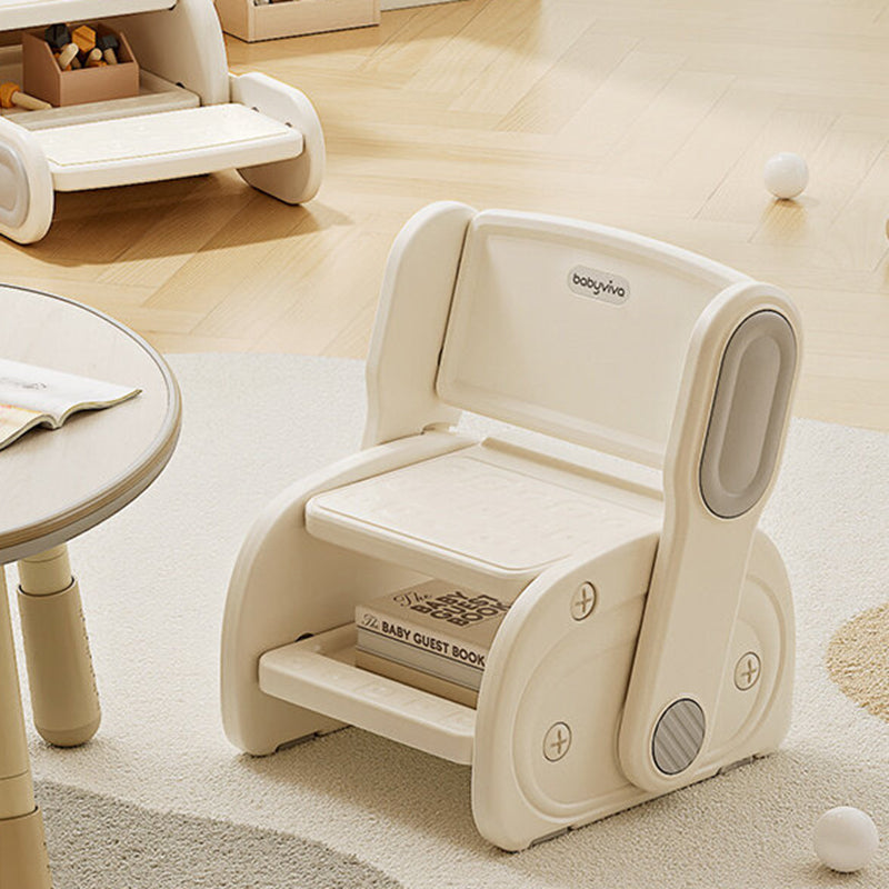 Modern Minimalist Eco-Friendly HDPE Geometric Kids' Low Stool - Armless Backrest Design for Living Room