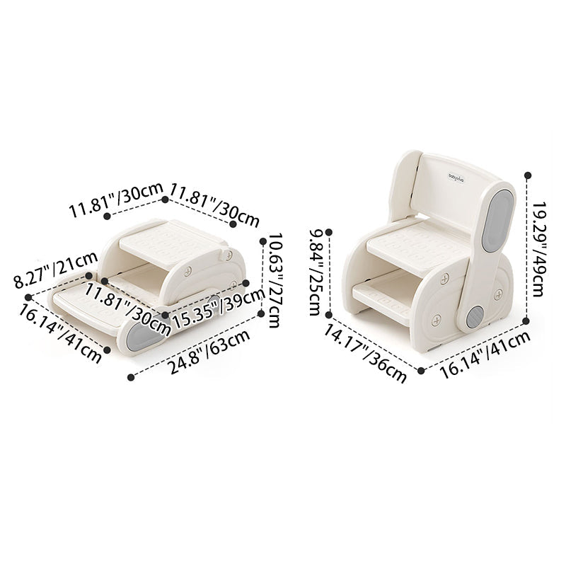 Modern Minimalist Eco-Friendly HDPE Geometric Kids' Low Stool - Armless Backrest Design for Living Room