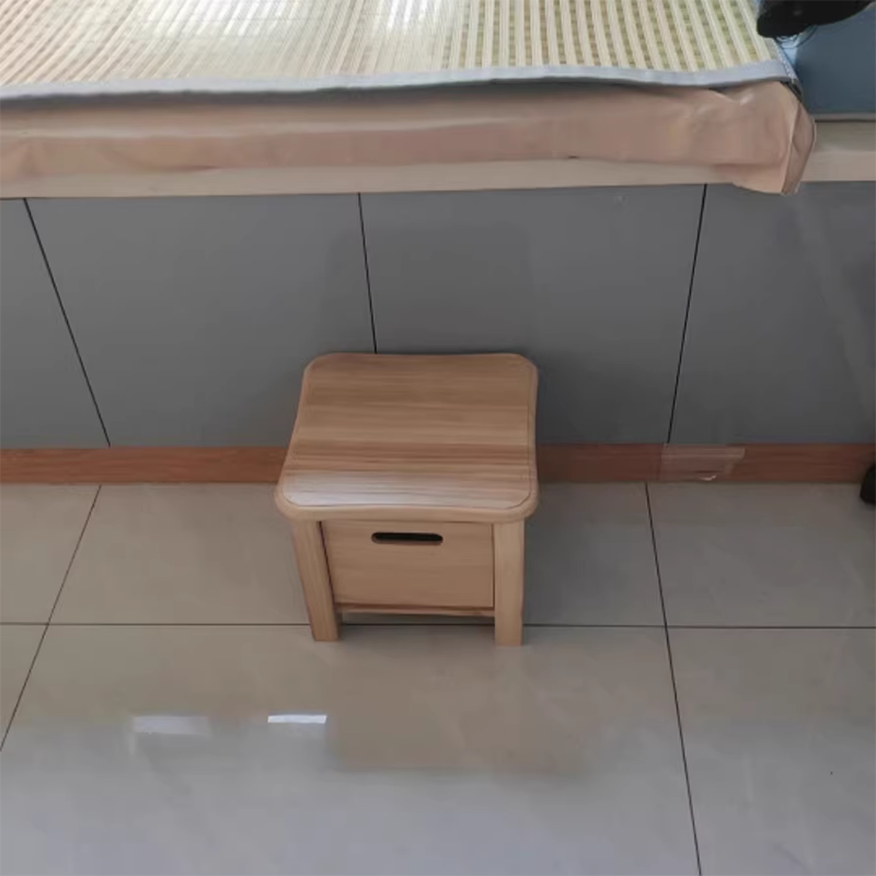 Taburete Cuadrado Moderno Minimalista de Madera de Paulownia, Ultraligero, Bajo, Sin Respaldo ni Apoyabrazos para Pasillos y Entradas