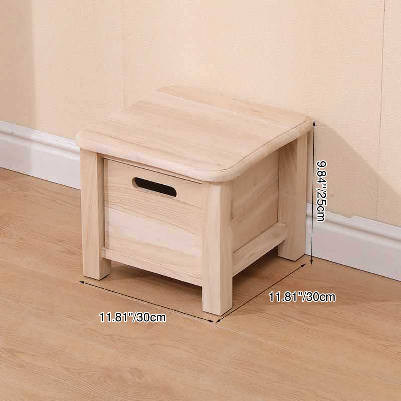 Taburete Cuadrado Moderno Minimalista de Madera de Paulownia, Ultraligero, Bajo, Sin Respaldo ni Apoyabrazos para Pasillos y Entradas