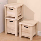 Taburete Cuadrado Moderno Minimalista de Madera de Paulownia, Ultraligero, Bajo, Sin Respaldo ni Apoyabrazos para Pasillos y Entradas