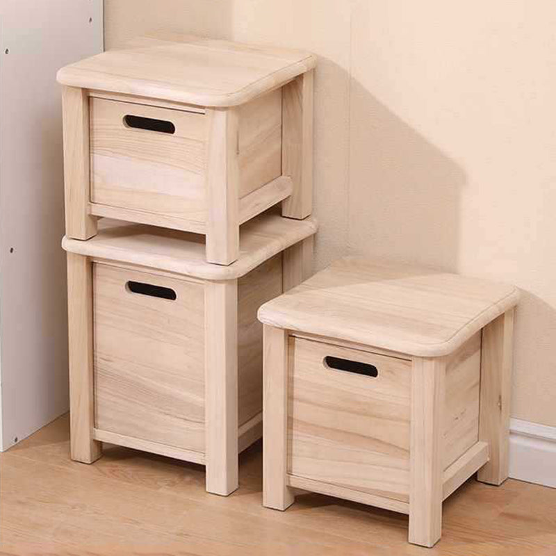 Taburete Cuadrado Moderno Minimalista de Madera de Paulownia, Ultraligero, Bajo, Sin Respaldo ni Apoyabrazos para Pasillos y Entradas