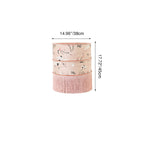 Traditional Chinese Cylindrical Printed Velvet PU Leather Vanity Stool - Solid Wood, Backless & Armless, for Bedroom
