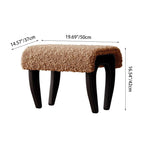 Traditional French-Style Solid Wood Vanity Stool with Plush Sherpa Fabric, Rectangular, Backless & Armless, Perfect for the Bedroom