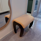 Traditional French-Style Solid Wood Vanity Stool with Plush Sherpa Fabric, Rectangular, Backless & Armless, Perfect for the Bedroom