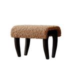 Traditional French-Style Solid Wood Vanity Stool with Plush Sherpa Fabric, Rectangular, Backless & Armless, Perfect for the Bedroom