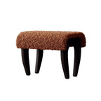 Traditional French-Style Solid Wood Vanity Stool with Plush Sherpa Fabric, Rectangular, Backless & Armless, Perfect for the Bedroom