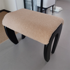 Traditional French-Style Solid Wood Vanity Stool with Plush Sherpa Fabric, Rectangular, Backless & Armless, Perfect for the Bedroom