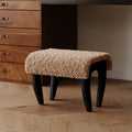 Traditional French-Style Solid Wood Vanity Stool with Plush Sherpa Fabric, Rectangular, Backless & Armless, Perfect for the Bedroom