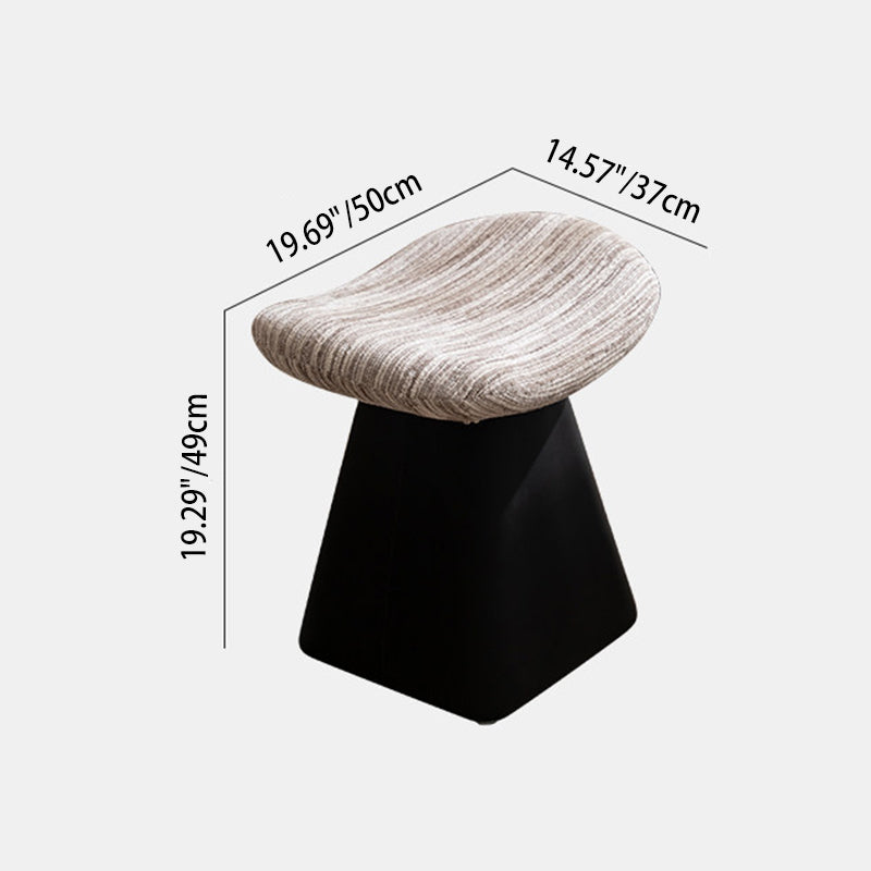 Nordic Contemporary Vanity Stool - Chenille Upholstery, Pine Wood Frame, Faux Leather Cushion, Arc-Cone Rotating Design, Backless & Armless for Bedroom