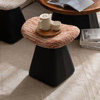 Nordic Contemporary Vanity Stool - Chenille Upholstery, Pine Wood Frame, Faux Leather Cushion, Arc-Cone Rotating Design, Backless & Armless for Bedroom