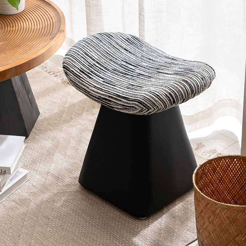 Nordic Contemporary Vanity Stool - Chenille Upholstery, Pine Wood Frame, Faux Leather Cushion, Arc-Cone Rotating Design, Backless & Armless for Bedroom