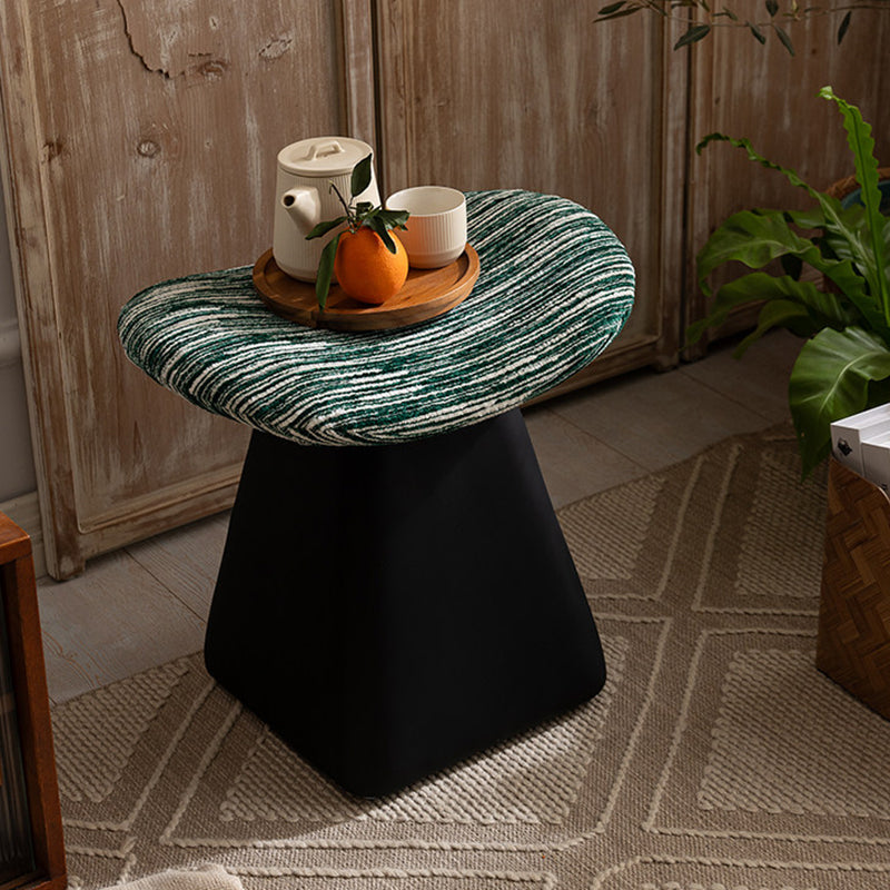 Nordic Contemporary Vanity Stool - Chenille Upholstery, Pine Wood Frame, Faux Leather Cushion, Arc-Cone Rotating Design, Backless & Armless for Bedroom