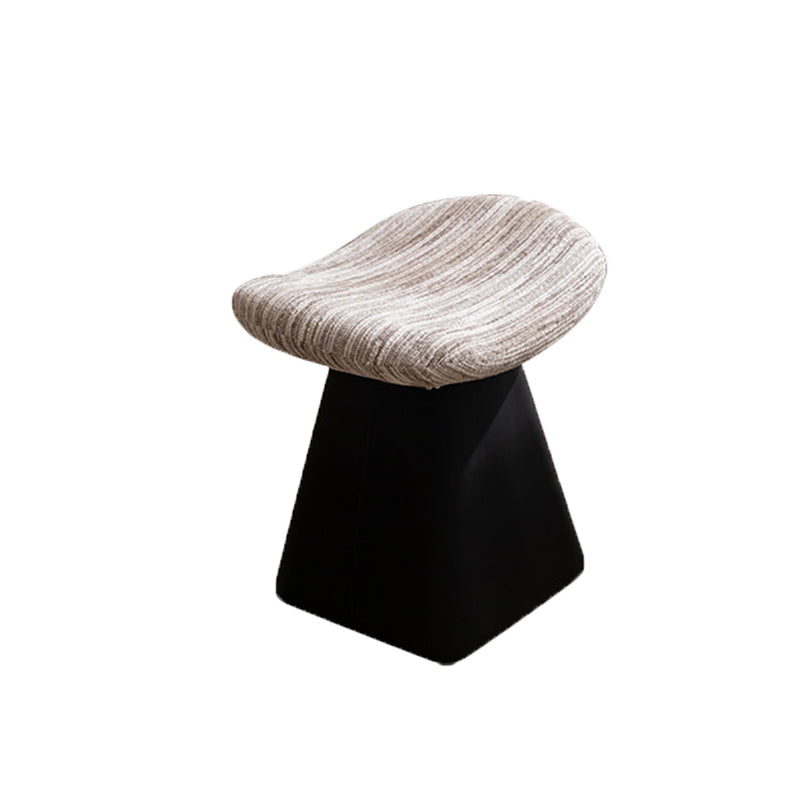 Nordic Contemporary Vanity Stool - Chenille Upholstery, Pine Wood Frame, Faux Leather Cushion, Arc-Cone Rotating Design, Backless & Armless for Bedroom