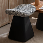 Nordic Contemporary Vanity Stool - Chenille Upholstery, Pine Wood Frame, Faux Leather Cushion, Arc-Cone Rotating Design, Backless & Armless for Bedroom