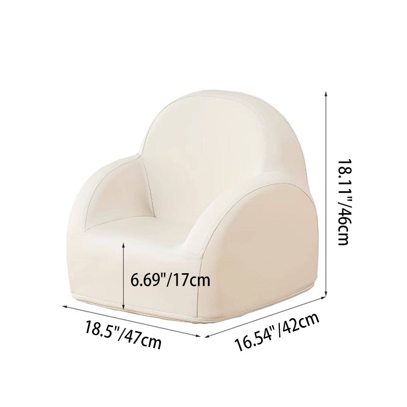 Nordic Contemporary Kids Accent Chair — Arc-Back, Cushioned PU Leather, Lightweight with Backrest and Armrests for Living Room