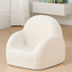 Nordic Contemporary Kids Accent Chair — Arc-Back, Cushioned PU Leather, Lightweight with Backrest and Armrests for Living Room