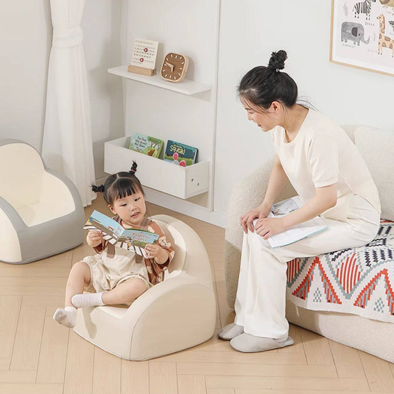 Nordic Contemporary Kids Accent Chair — Arc-Back, Cushioned PU Leather, Lightweight with Backrest and Armrests for Living Room