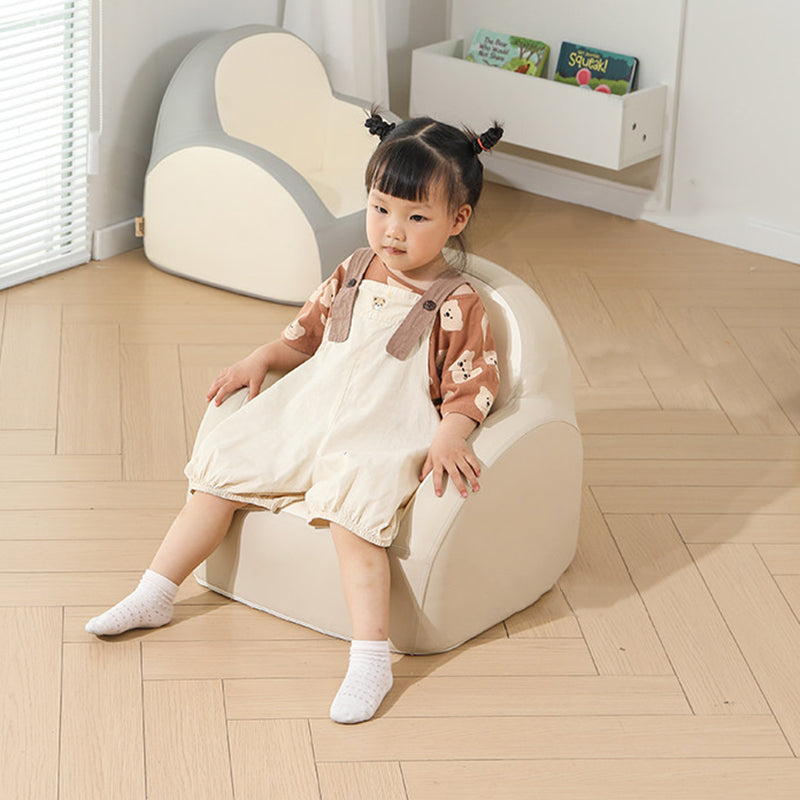 Nordic Contemporary Kids Accent Chair — Arc-Back, Cushioned PU Leather, Lightweight with Backrest and Armrests for Living Room