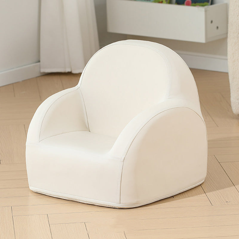 Nordic Contemporary Kids Accent Chair — Arc-Back, Cushioned PU Leather, Lightweight with Backrest and Armrests for Living Room