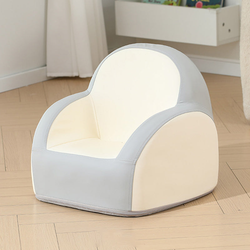 Nordic Contemporary Kids Accent Chair — Arc-Back, Cushioned PU Leather, Lightweight with Backrest and Armrests for Living Room