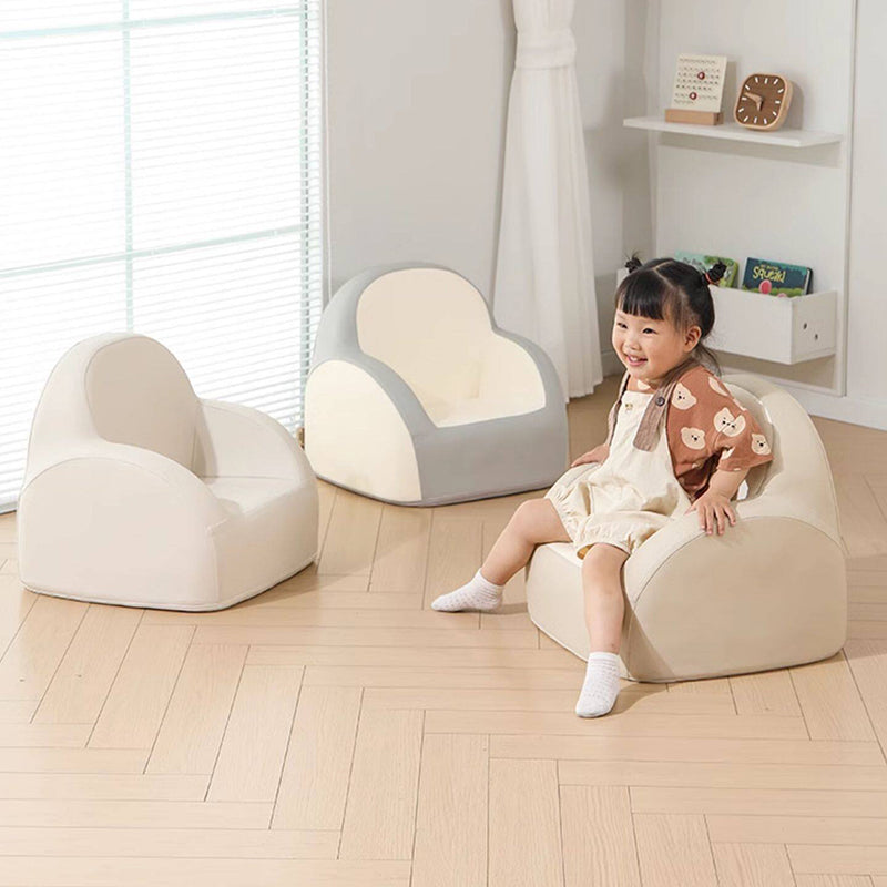 Nordic Contemporary Kids Accent Chair — Arc-Back, Cushioned PU Leather, Lightweight with Backrest and Armrests for Living Room
